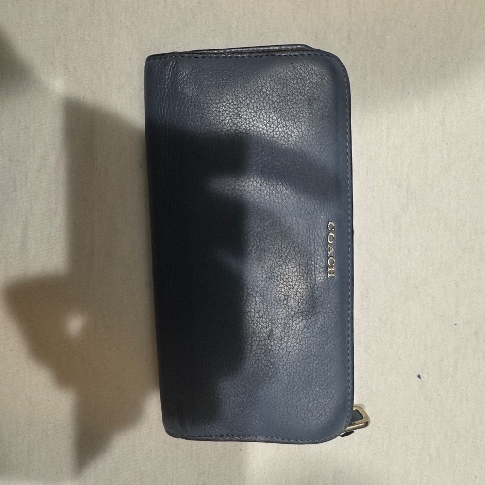 Coach Midnight Blue Leather Zip Wallet